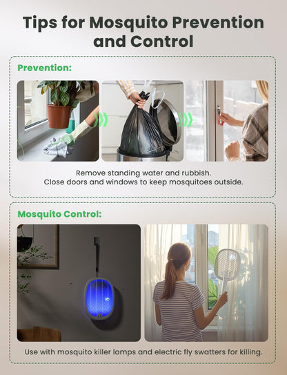 YISSVIC Electric Fly Swatter Foldable Bug Zapper Racket 2 in 1 Mosquito Killer