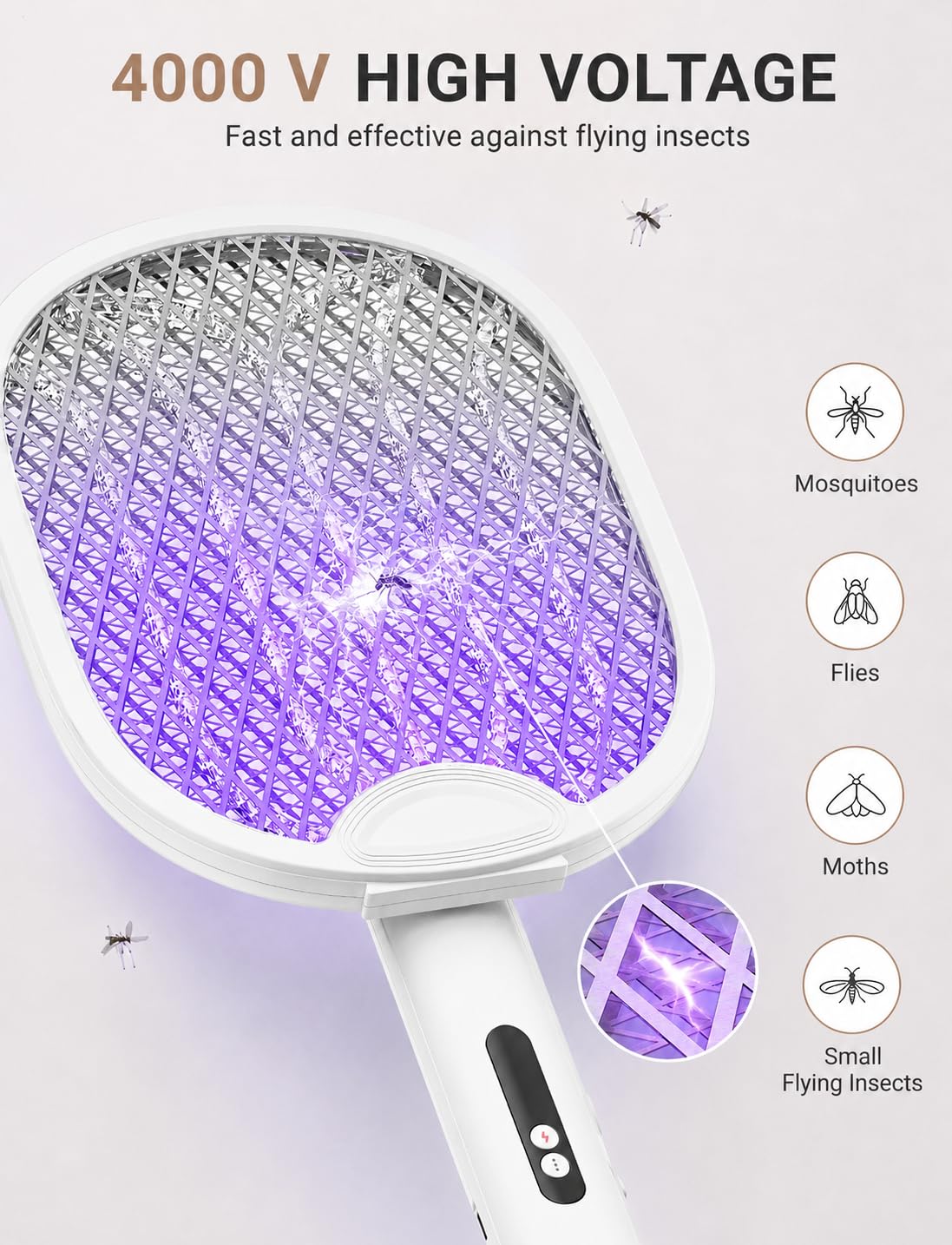 WOCVRYY Electric Fly Swatter 4000V Bug Zapper Racket