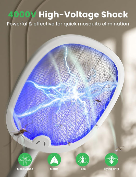 YISSVIC Electric Fly Swatter Foldable Bug Zapper Racket 2 in 1 Mosquito Killer