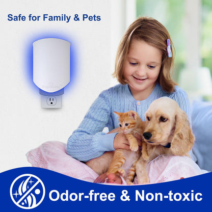 Bug Parking Flying Insect Trap, Plug-in UV Light for Gnats, Fruit Flies and Houseflies, Silent Sticky Catcher for Indoor Use, 1 Device & 3 Refills