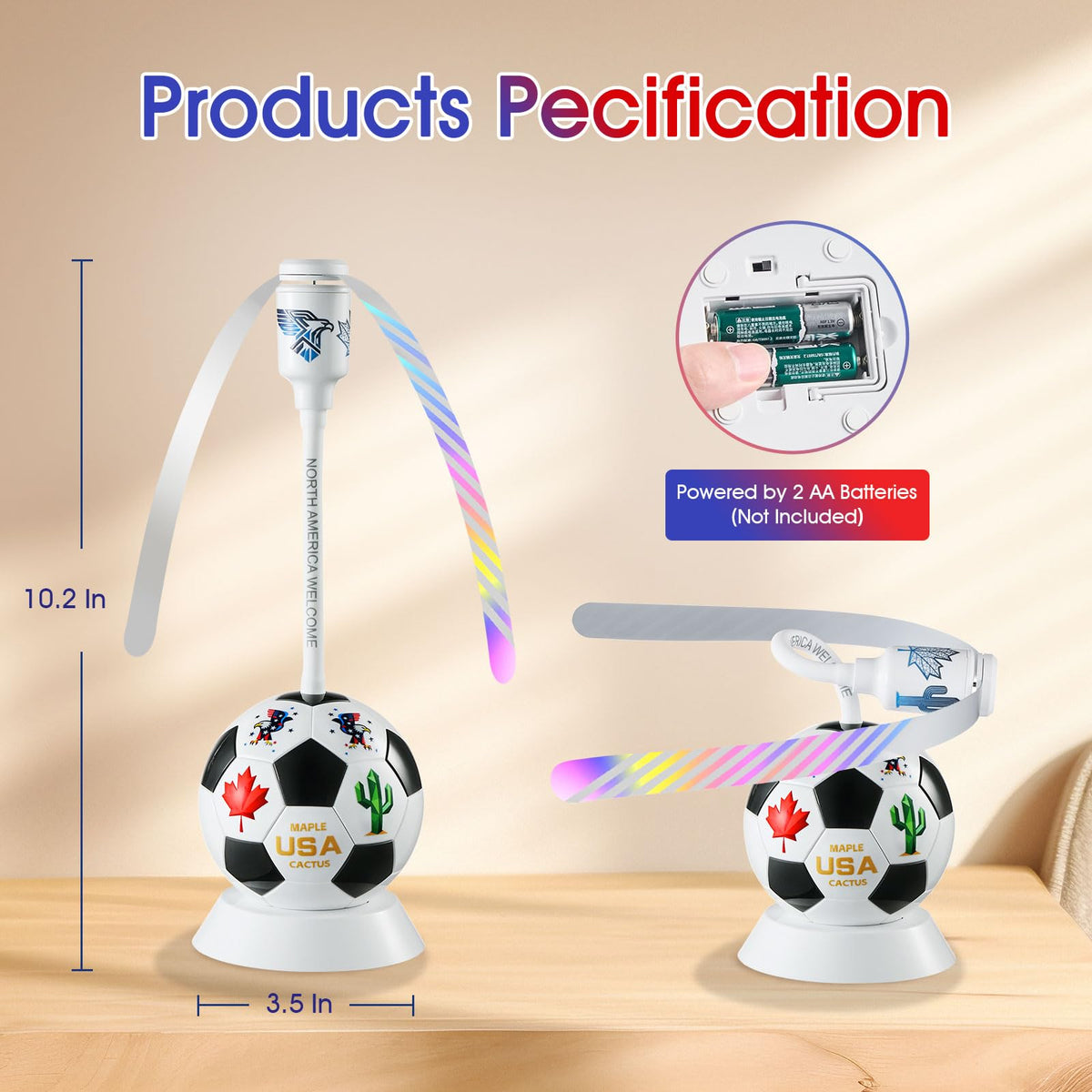 chemotex Soccer Theme Fly Fans for Tables, Table Top Fly Spinner to Keep Flies Away from Food, Outdoor Fly Repellent Fan for World Cup Party Decorations, Birthday Party Decor, BBQ (4)