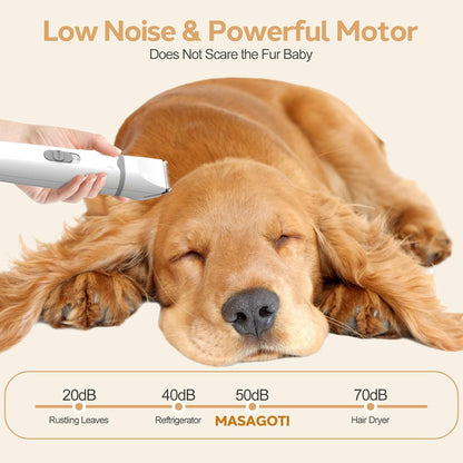 Cordless Dog Clipper with Titanium Ceramic Blades and Four Interchangeable Heads