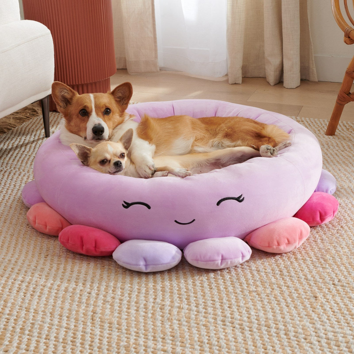 Enclosed Pet Bed with Plush Fabric and Cushioned Filling for Small Dogs and Cats