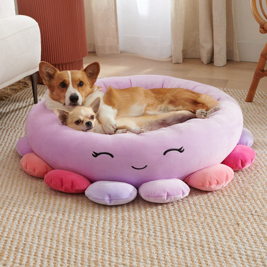 Enclosed Pet Bed with Plush Fabric and Cushioned Filling for Small Dogs and Cats