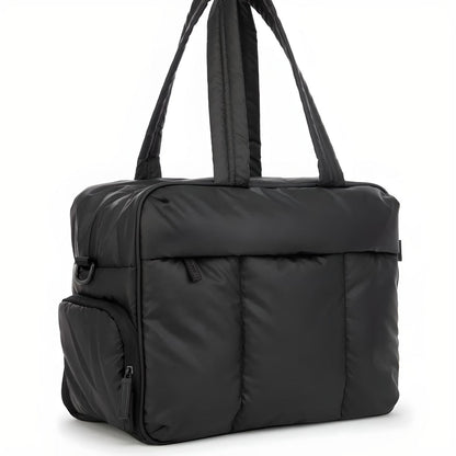 Puffer Duffle Bag with Quilted Polyester Exterior and Roomy Main Compartment
