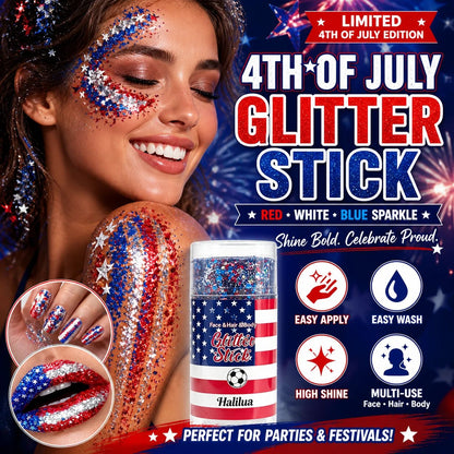 4th of July Glitter Stick - Red, White & Blue Body & Hair Sparkle