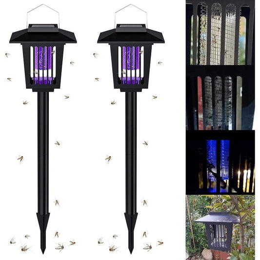 Solar Bug Zapper with Automatic Dusk Sensor and Dual Mode, Ground Stake Installation