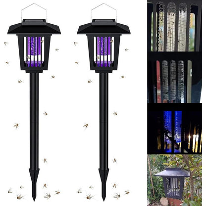 Solar Bug Zapper and Pathway Light with Automatic Dusk Sensor, Ground Stake Installation