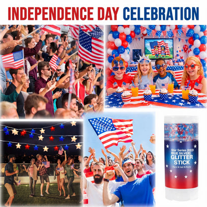 4th of July Glitter Stick - Red, White & Blue Body & Hair Sparkle