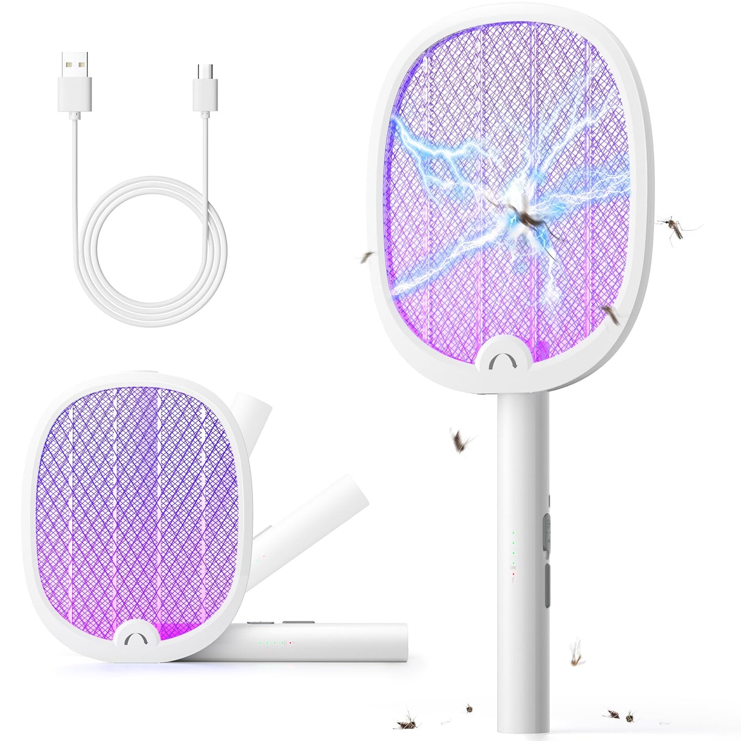 YISSVIC Electric Fly Swatter Foldable Bug Zapper Racket 2 in 1 Mosquito Killer