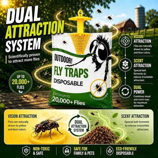 9 Pack Disposable Fly Traps Outdoor Hanging Add Water - Portable Fly Catcher Outdoor Flying Insect Trap Fly Traps for Ranch/Barn/Patio/Campsite