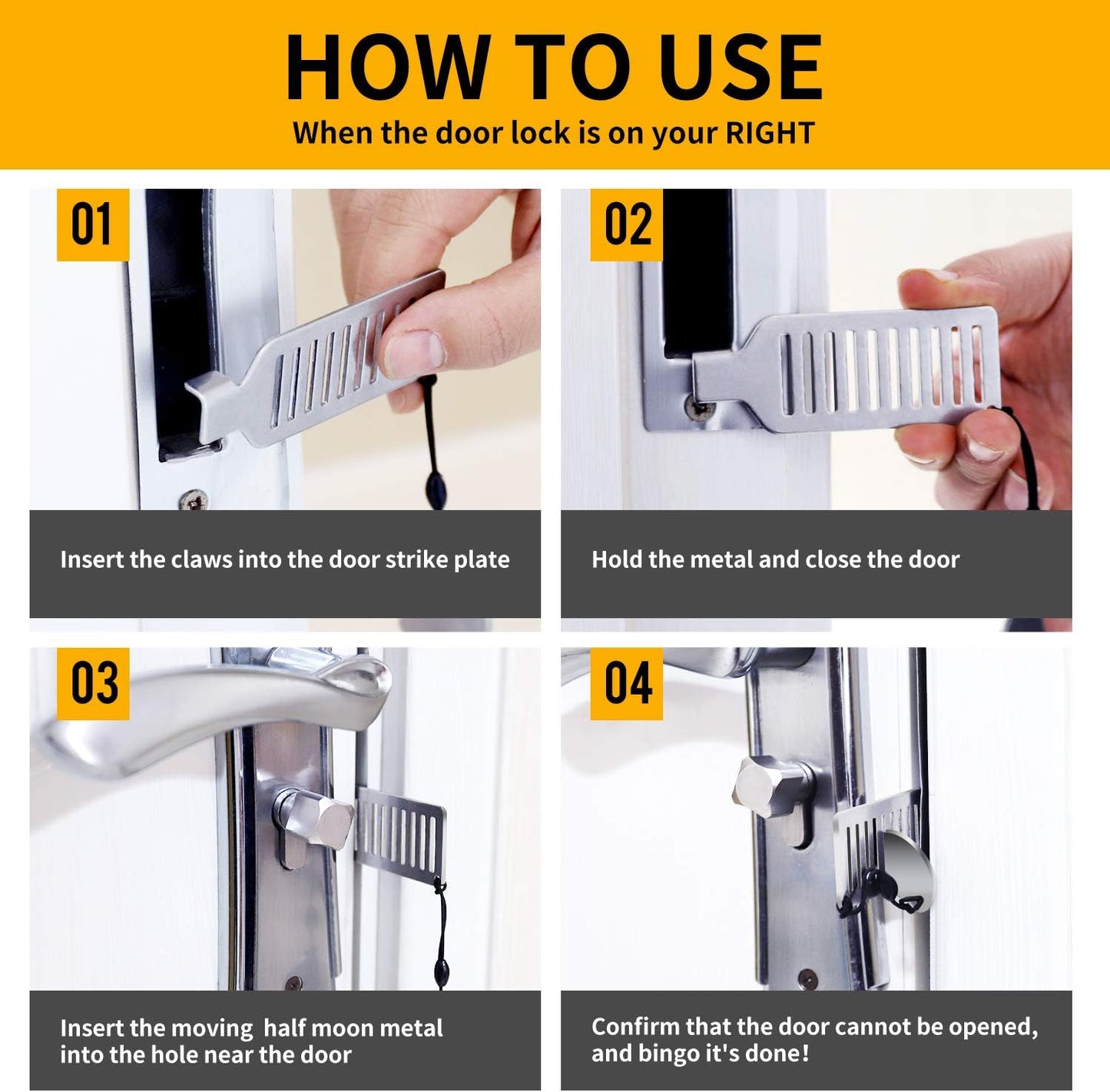 Portable Stainless Steel Travel Door Security Lock