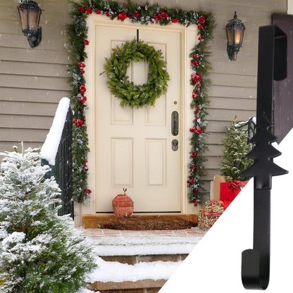 Metal Over The Door Wreath Hanger | Christmas Snowflake Tree Star Decor Hook