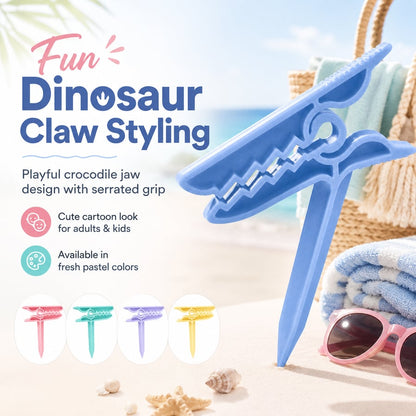 Dinosaur Shape Beach Towel Clips | Windproof Sand Secure Holder