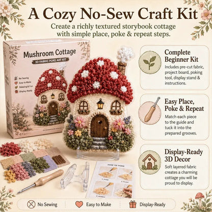 Whimsical Village 3D Fabric Poke Art Kit