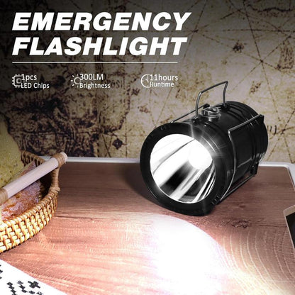 Collapsible Solar Rechargeable LED Camping Lantern & Flashlight