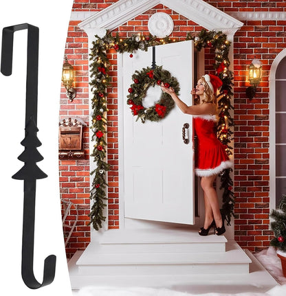 Metal Over The Door Wreath Hanger | Christmas Snowflake Tree Star Decor Hook