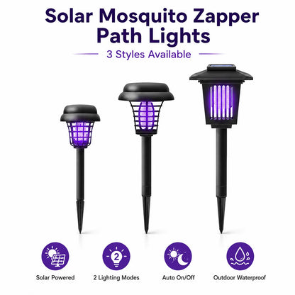 Solar Bug Zapper and Pathway Light with Automatic Dusk Sensor, Ground Stake Installation