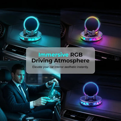 RGB Car Phone Mount  Auto-Clamping & Wireless Charging