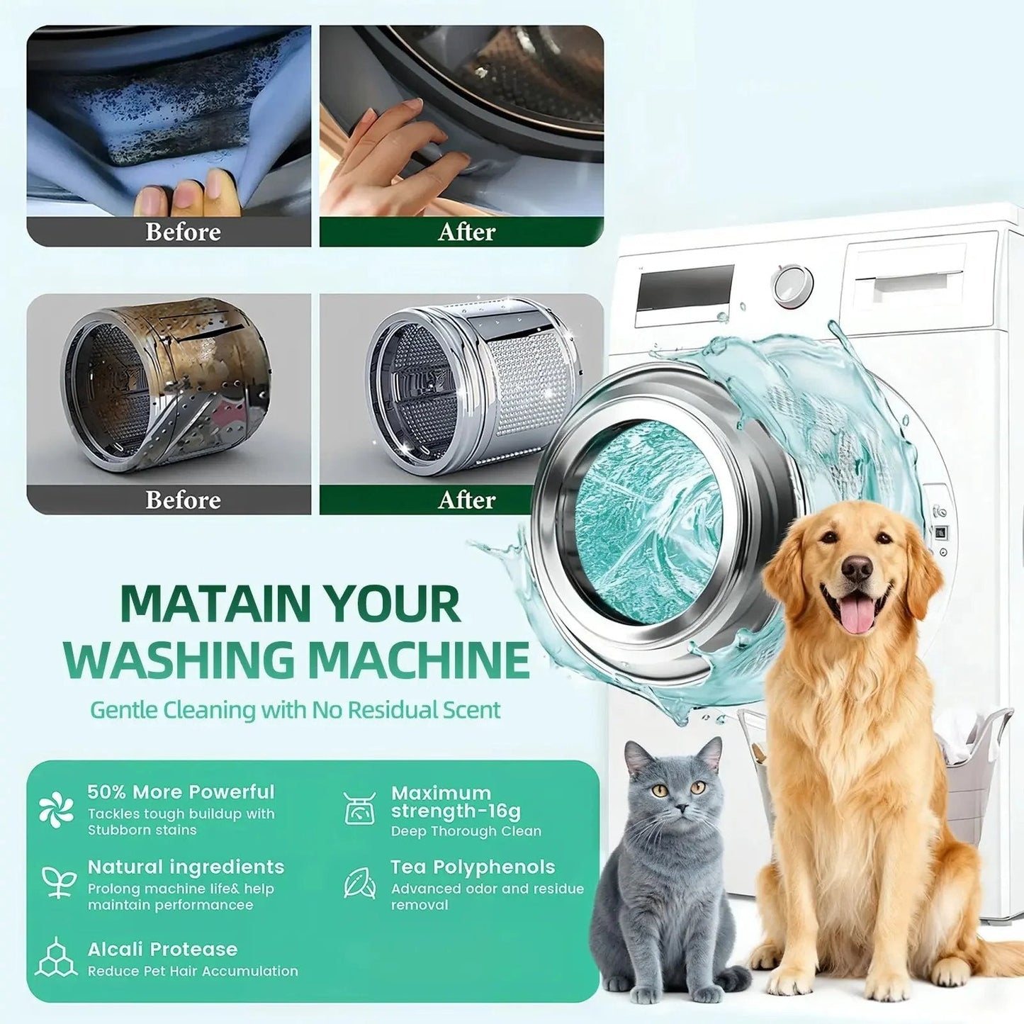 Powerful Washer Deep Cleaner Tablets – Eliminate Hidden Bacteria & Bad Smells Fast