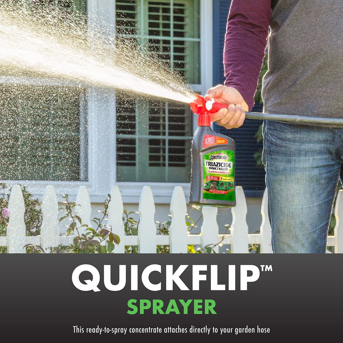Spectracide Triazicide Insect Killer for Lawns and Landscapes Concentrate 32 Ounces, QuickFlip Hose-End Sprayer, 3 Pack