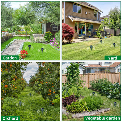 Mole Repellent Solar Powered, 4 Pack Snake & Skunk Repellent for Yard
