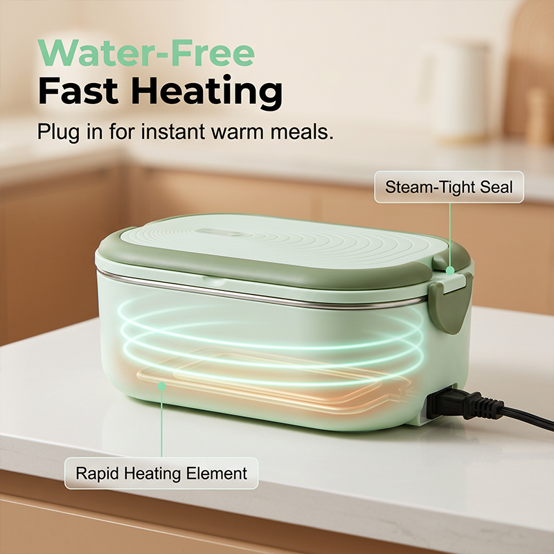 Portable Electric Heated Lunch Box Water-Free Food Warmer