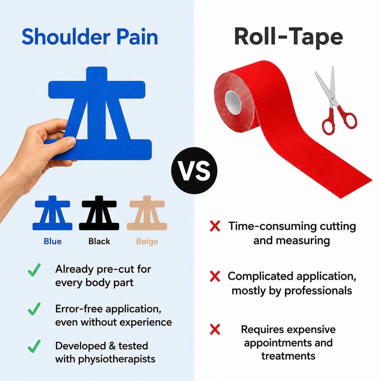 Kinesiology Reduce Shoulder Pain & Knee Tape