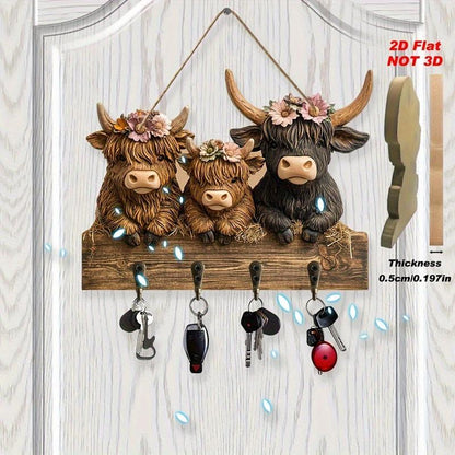 Rustic Highland Cow Wooden Hanging Ornament(2D Flat Products)
