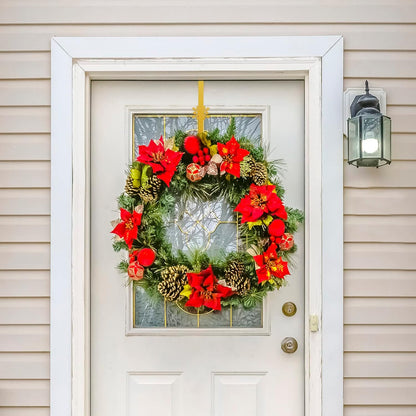 Metal Over The Door Wreath Hanger | Christmas Snowflake Tree Star Decor Hook