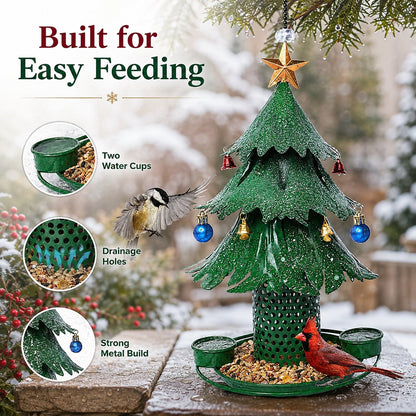 Christmas Tree Bird Feeder Festive Backyard Holiday Decor