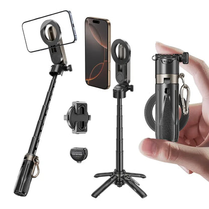 Magnetic Selfie Stick with Wireless Remote and Tripod Base, 360° Rotation