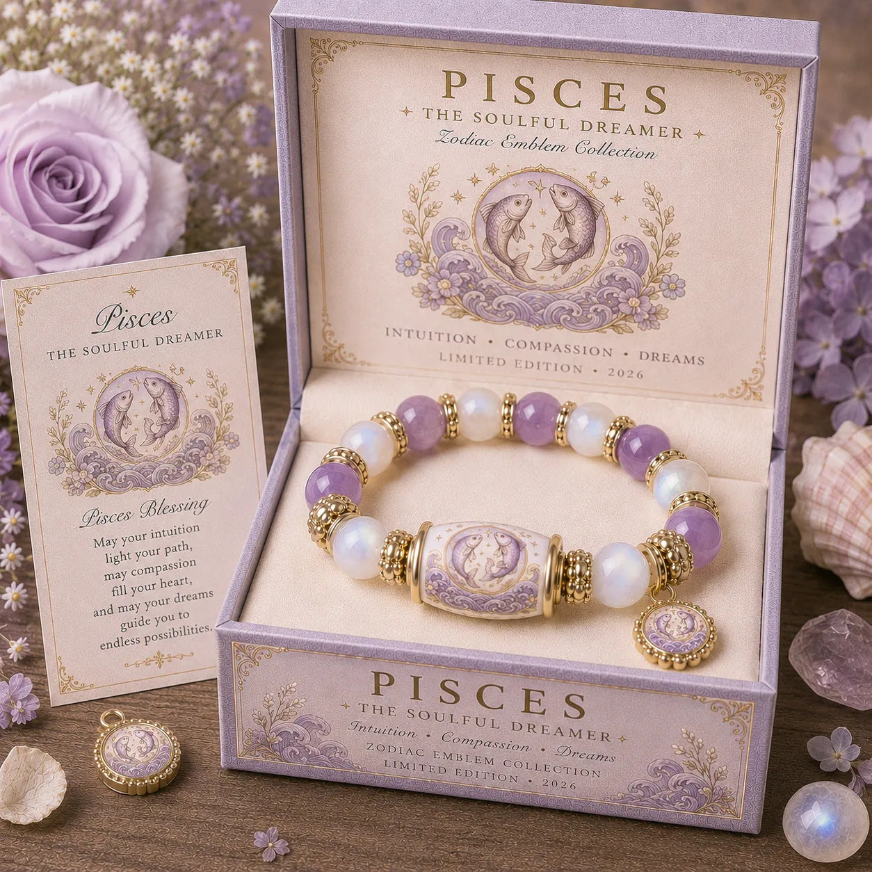 12 Zodiac Bracelet – Natural Chalcedony, Your Sign, Your Energy