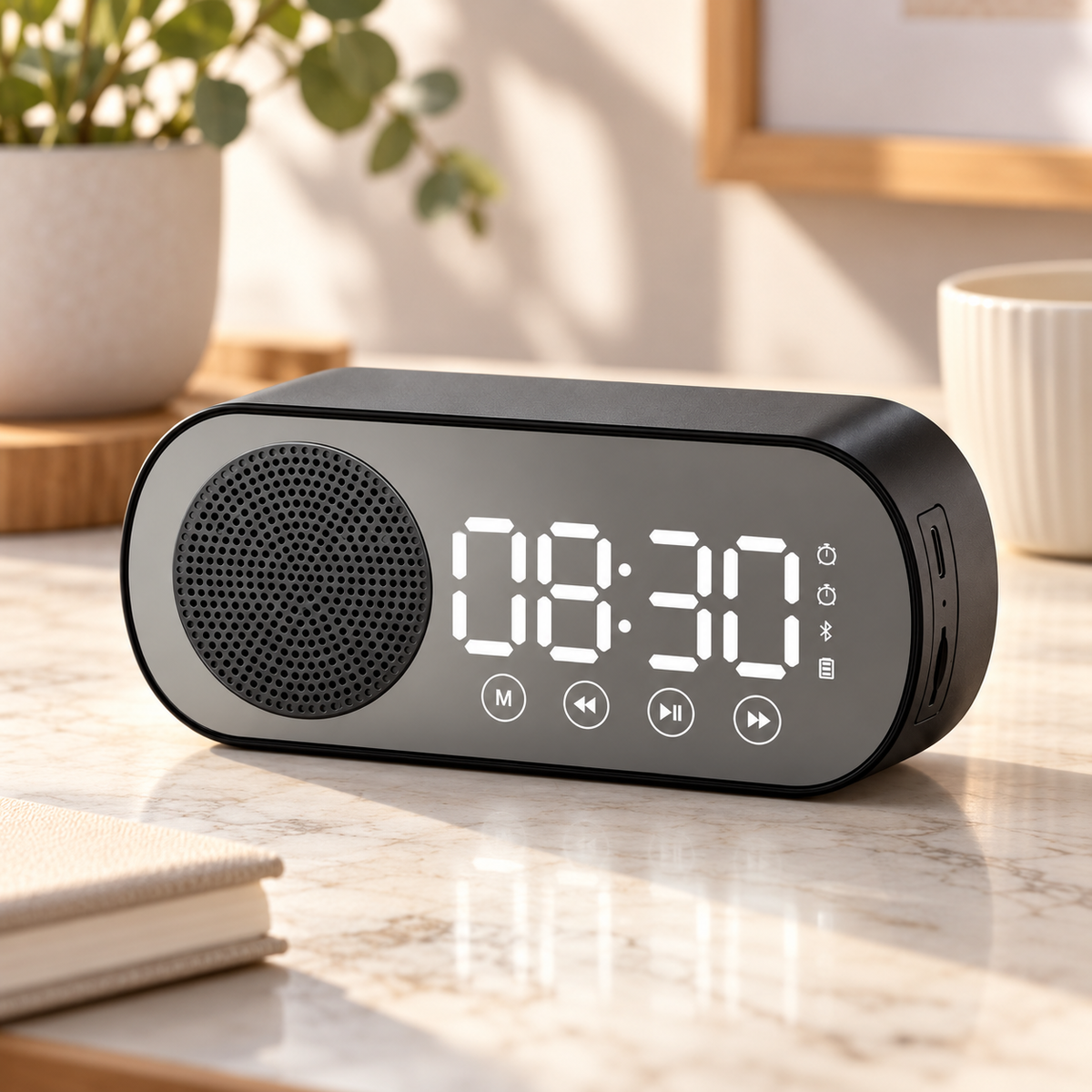 Alarm Clock Bluetooth Fm Radio Speaker Bedside Digital
