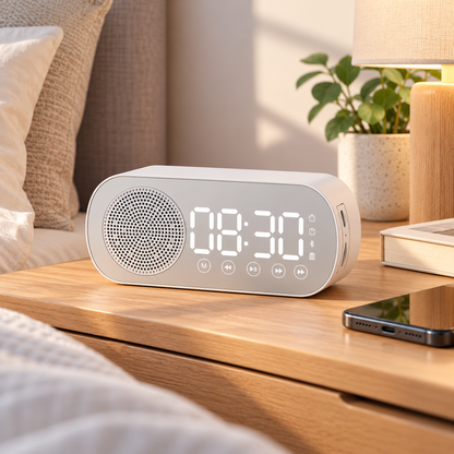 Alarm Clock Bluetooth Fm Radio Speaker Bedside Digital