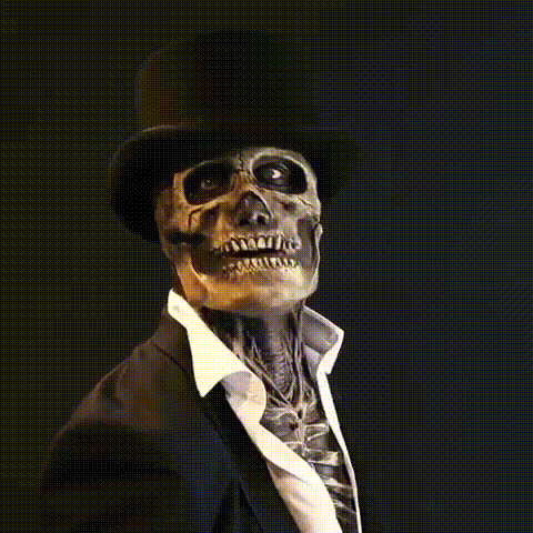 Full Face Skeleton Mask with Realistic Bone Textures and Matching Hat