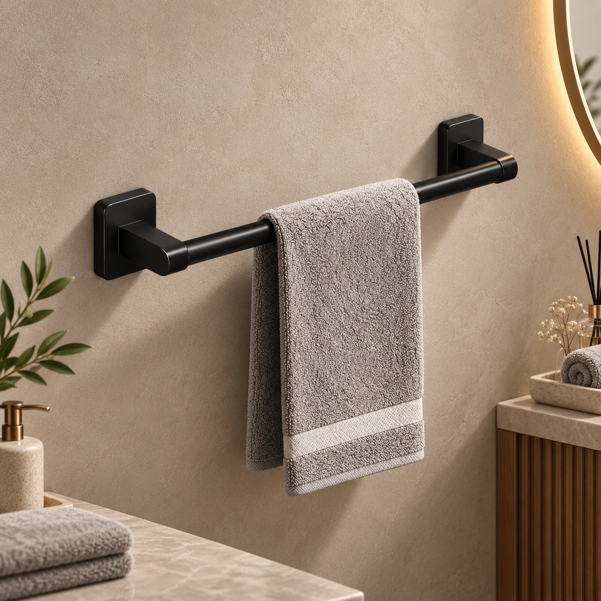 Bathroom Towel Holder Aluminum Durable Wall Mounted Hook