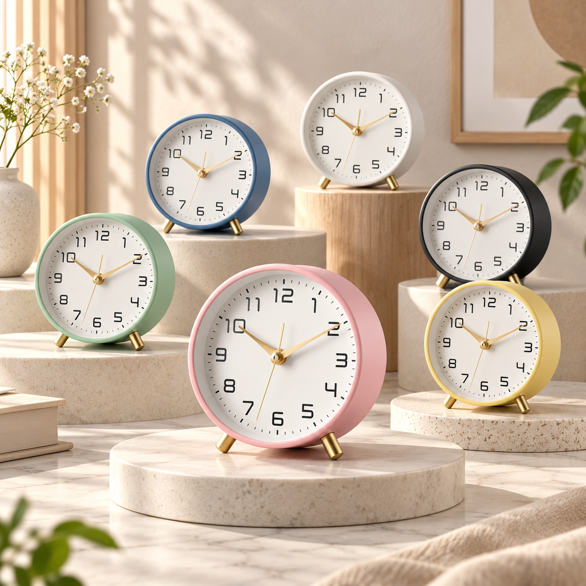 Battery Operated Table Clock Luxurious Desktop Alarm