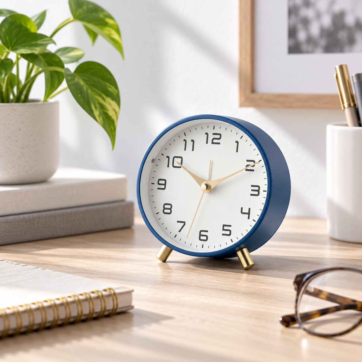 Battery Operated Table Clock Luxurious Desktop Alarm