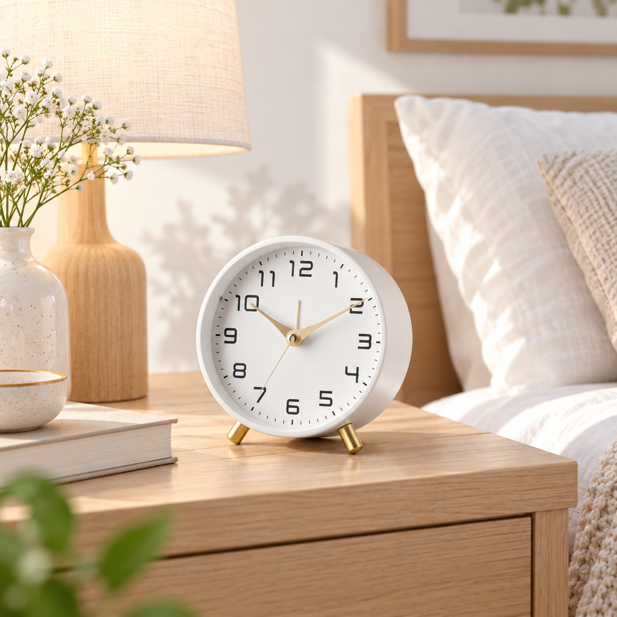 Battery Operated Table Clock Luxurious Desktop Alarm