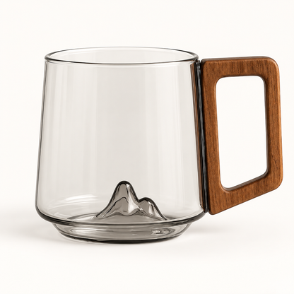 Borosilicate Glass Mug Mountain Design Clear Handle