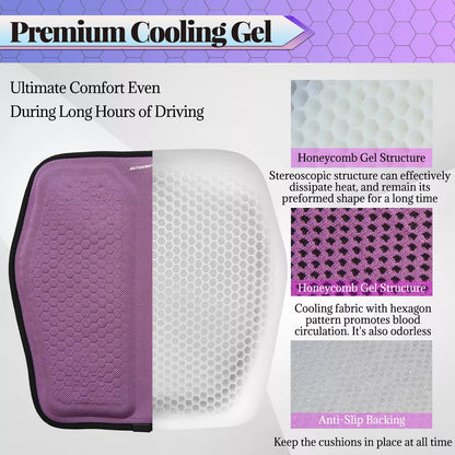 Gel Memory Foam Seat Cushion with Honeycomb Airflow and Cooling Layer