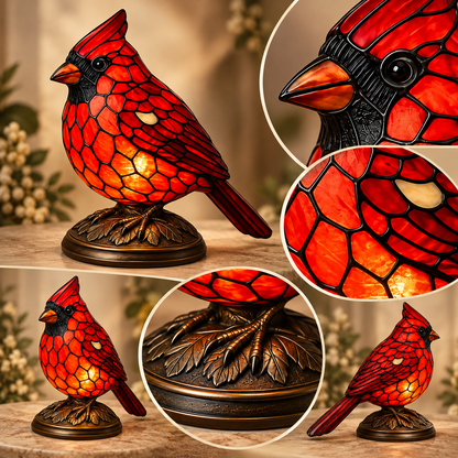 Cardinal Bird Decorative Lamp Stained Glass Nightlight