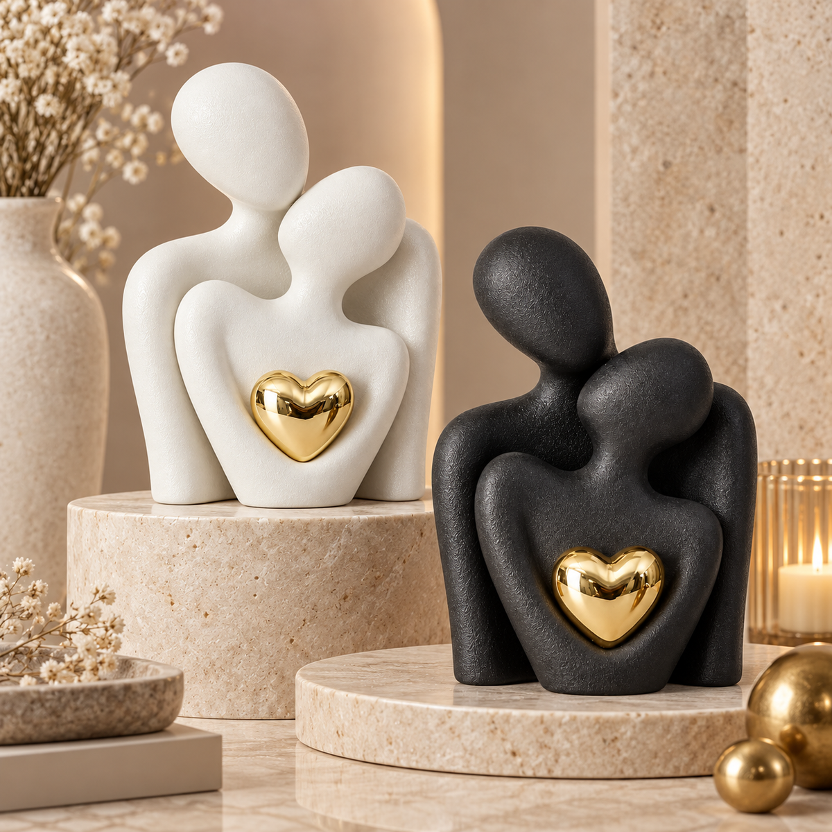 Ceramic Couple Figurine Modern Design Ornament