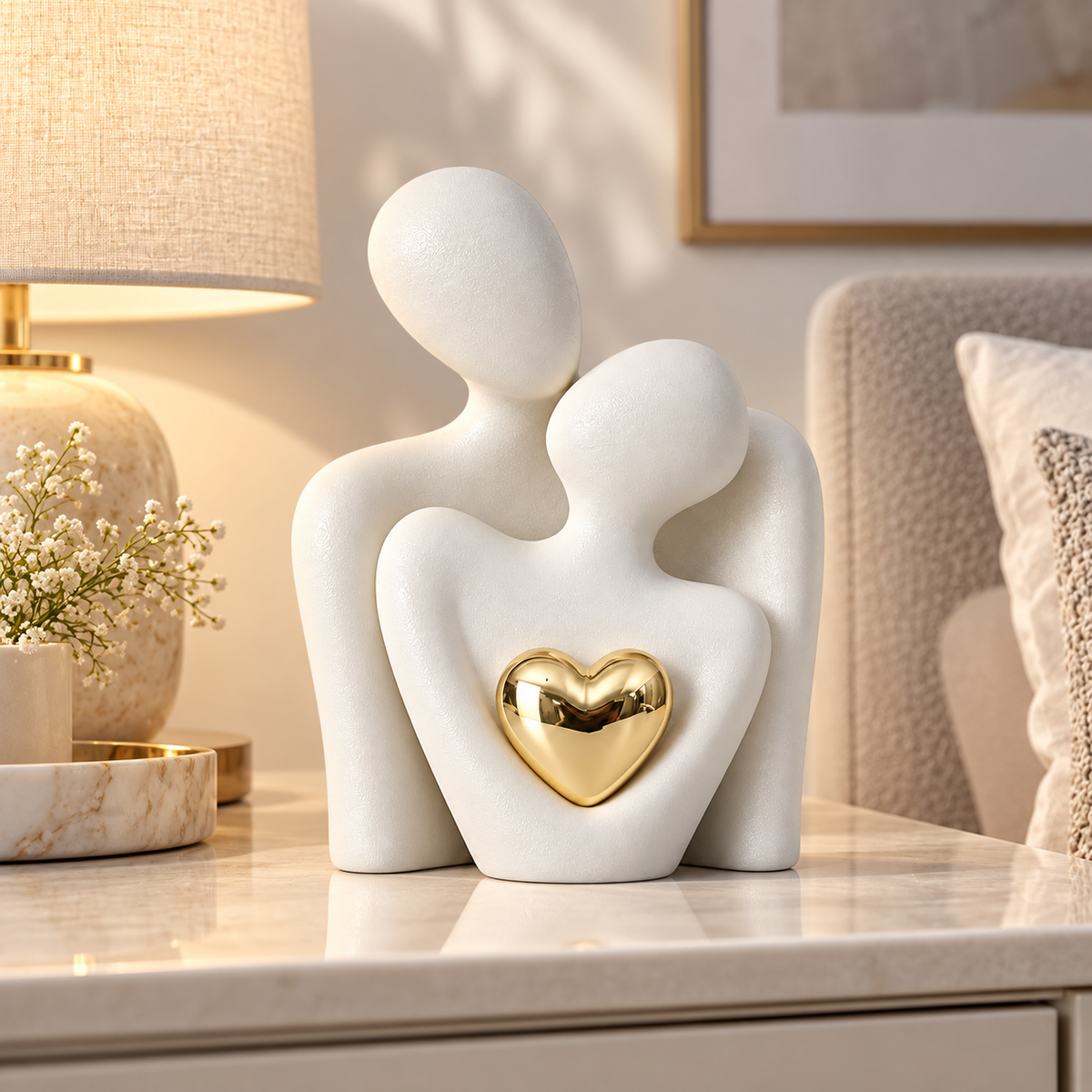 Ceramic Couple Figurine Modern Design Ornament