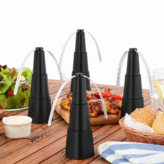 Spinning Fly Repellent Fan 4 Pack with Holographic Blades and Silent Motor for Outdoor Dining