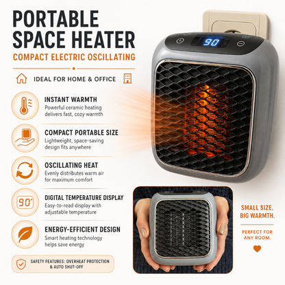 Portable Space Heater Compact Electric Oscillating