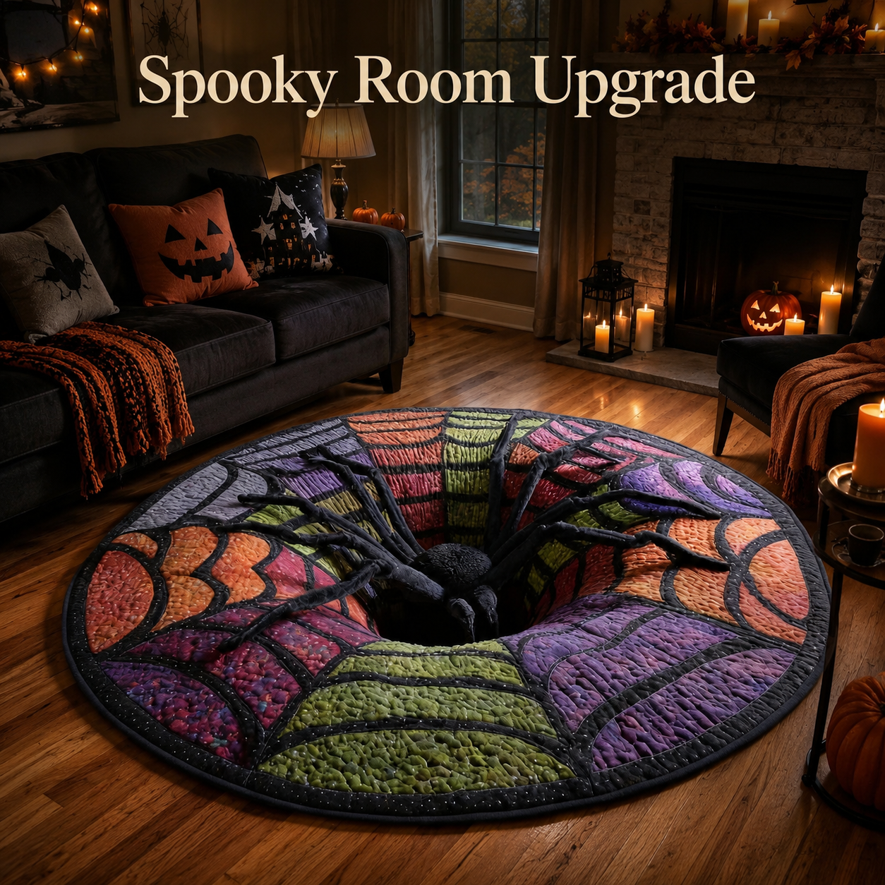3D Spider Illusion Halloween Rug — Create A Spooky “Vortex” Effect That Terrifies Every Guest