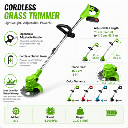 Cordless Grass Trimmer Ergonomic Adjustable Handle