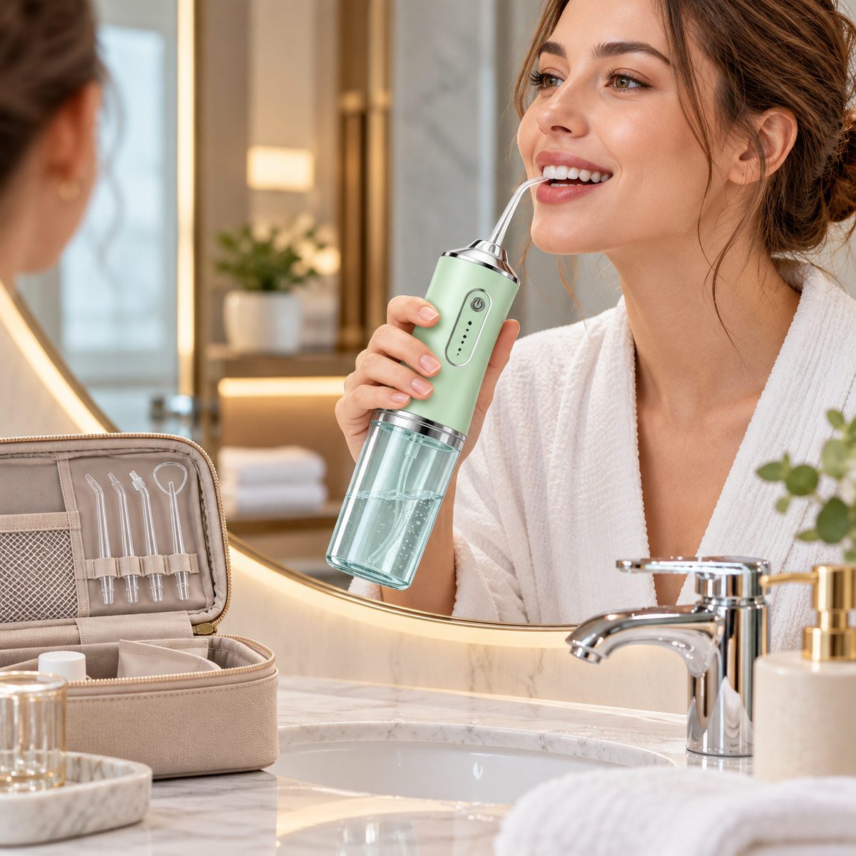 Cordless Water Flosser Rechargeable Replaceable Nozzles